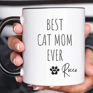 Personalized Cat Mom Mug, Custom Cat Mom Gift for Cat Mom Birthday, Ceramic Cat Mug Gift for Cat Lover, Cat Mom Coffee Mug, Best Cat Mom Cup