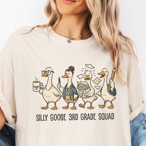 Custom Grade Silly Goose Teacher 3rd Grade Team Shirt, Comfort Colors Teacher Squad Shirt, Back to School Third Grade Teacher Team Shirt