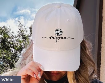 Soccer Mama Embroidered Hat, Soccer Bow Soccer Mom Hat, Adjustable Cap for Sports Mom Gift, Soccer Mama Game Day Hat, Coquette Soccer Hat