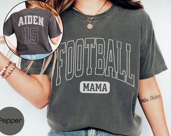 Custom Football Mama Shirt, Comfort Colors Personalized Football Mom T Shirt with Player Name and Number Tee, Football Mom Game Day Tshirt