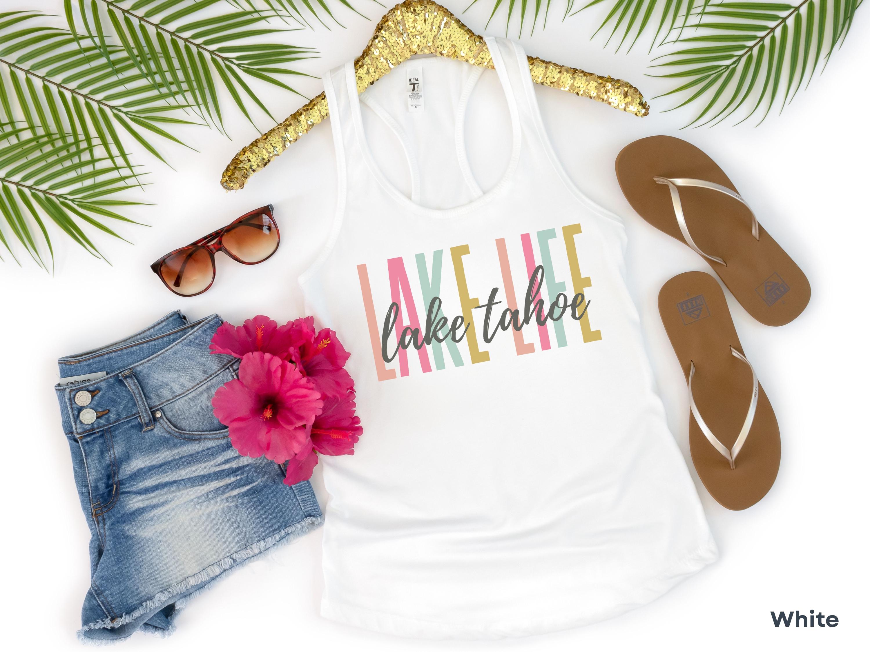 Lake Life Tank Top For Women - Funny Graphic Sleeveless Vacation Shirt (Blue, Medium) - View #5