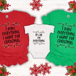 Funny Matching Family of 3 First Christmas Shirts, Newborn Christmas Outfit, 1st Christmas Baby Mommy Daddy Tees, New Parent Christmas Gift