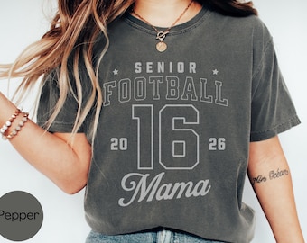 Personalized Senior Football Mom Shirt, Comfort Colors Custom Football Senior 2027 Mom Shirt, Football Number Tshirt Senior Mom Football Tee