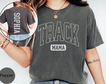 Custom Track and Field Mom Shirt Comfort Colors, Track Mama Tshirt with Name, Sports Mom Gift for Birthday, Meet Day Tee Cross Country Shirt
