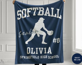 Custom Softball Blanket for Girls Senior Softball Gift for Senior Night Softball Coach Gift from Team Girls Softball Team Gift for Players