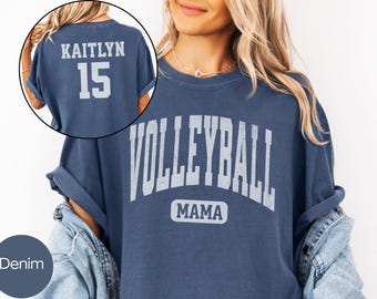 Custom Volleyball Mom Shirt Comfort Colors, Personalized Volleyball Number Shirt for Game Day, Volleyball Mama Tee with Name Volleyball Gift