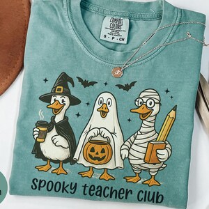 Comfort Colors Teacher Halloween Shirt, Silly Goose Halloween Teacher T-Shirt, Spooky Teacher Team Tees, Ghost Teacher Shirt for Halloween