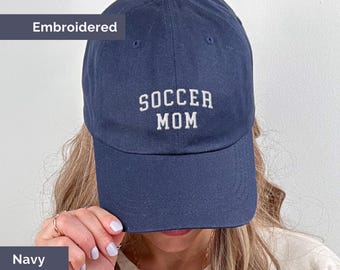 Soccer Mom Embroidered Hat, Varsity Soccer Mom Hat, Adjustable Cap for Sports Mom Gift, Soccer Mama Game Day Hat, Sideline Mom Soccer Hat