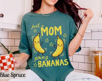 Camiseta "Solo una mamá volviéndose loca", camiseta divertida para mamás, camiseta linda de plátanos, camiseta moderna de colores cómodos para mamás, regalo del Día de la Madre, camiseta de frutas de verano