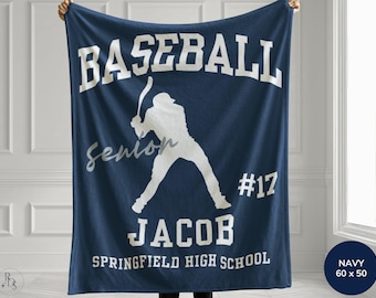 Personalized Baseball Blanket for Boys, Senior Night Baseball Gift Custom Baseball Coach Throw Blanket from Baseball Team Gift for Player