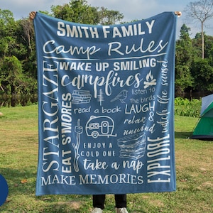 Couverture de camping personnalisée Règles du camp Cadeau de camping pour maman, Couverture de camping-car Cadeau de Noël pour camping-car Cadeau de camping-car pour couple Cadeau pour amoureux des camps