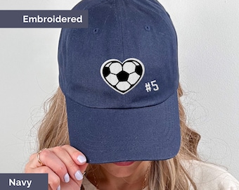 Embroidered Soccer Number Hat, Custom Soccer Mom Hat, Adjustable Cap for Game Day Soccer Mama, Sports Mom Hat, Player Number Soccer Fan Gift