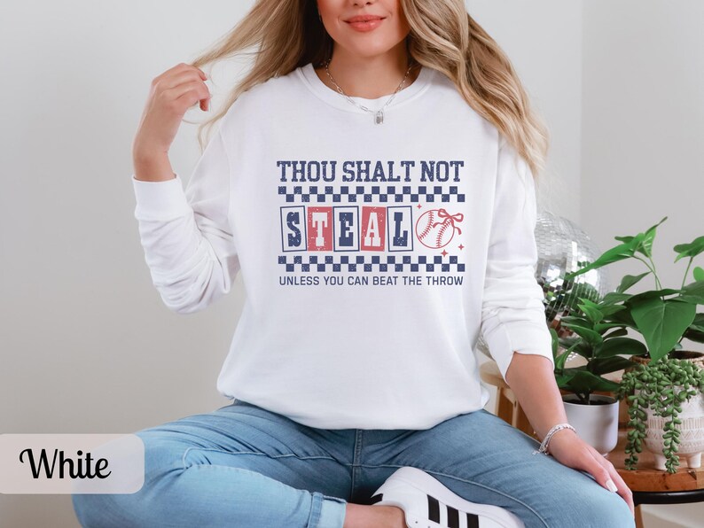 Funny Baseball Shirt Comfort Colors Baseball Mom Shirt, Womens Game Day Tee, Thou Shalt Not Steal Softball Shirt, Baseball Fan Gift for Her bild 10