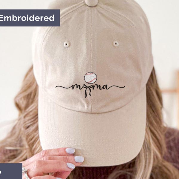 Gorra de béisbol bordada para mamá, gorra de béisbol para mamá deportista, regalo de cumpleaños, gorra de béisbol con lazo para el día del juego, gorra ajustable con bordado
