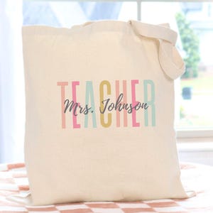 Custom Name Teacher Tote Bag, Personalized Teacher Gifts for Teacher Appreciation, Back to School Bag Canvas Tote, Graduation Gift for Her