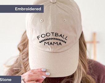 Embroidered Football Mom Hat, Custom Football Mama Hat for Sports Mom Birthday Gift, Cute Football Hat for Game Day Hat, Adjustable Ball Cap