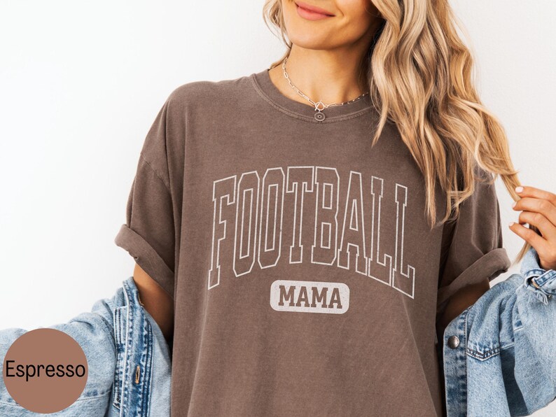 Custom Football Mom Tshirt Comfort Colors, Personalized Football Mama Shirt with Name on Back, Mom Game Day Tee Sports Mom Gift for Team Mom bild 9