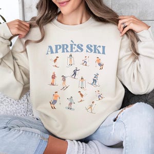 Retro Ski Sweatshirt, Apres Ski Sweater Gift for Ski Lovers, Retro Apres Ski Gift for Women, Cute Ski Crewneck Sweater for Ski Trip Outfit