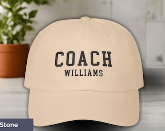 Gorra de entrenador bordada, gorra de béisbol personalizada, regalo de entrenador de atletismo, gorra ajustable para papá, regalo de entrenador de lacrosse, gorra de fútbol