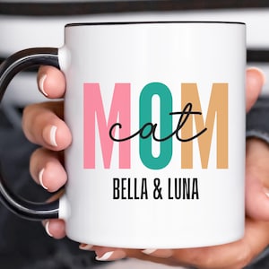 Personalized Cat Mom Mug, Custom Cat Mug for Mom, Cat Mom Coffee Mug Cat Mom Birthday Gift, Ceramic Cat Mug Gift for Cat Lover, Cat Mom Cup