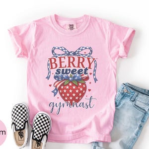 Coquette Gymnastics Shirt, Girls Gymnastics Birthday Gift, 4th of July Gymnastics Tshirt, Gymnast Gift for Girls, Summer Gymnastics Camp Tee