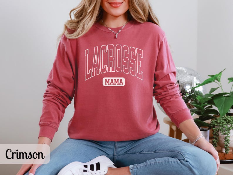 Custom Lacrosse Mom Shirt Comfort Colors, Personalized Name Lacrosse Mama Tshirt Womens Lacrosse Long Sleeve T Shirt Gift for Sports Mom Tee image 3