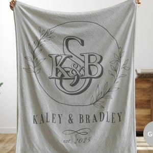 Custom Monogrammed Blanket 50th Anniversary Gift for Parents, Personalized Wedding Gift for Couple, Soft Throw 5th Anniversary Gift for Wife