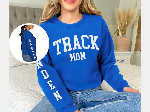 Custom Track Mom Sweatshirt with Name, Track and Field Shirt for Mama Birthday, Girl Track Gift for Mom, Track Team Sweater Track Sweatshirt