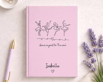 Diario de ballet personalizado, regalo para profesora de danza, regalo para recital de danza para bailarinas, diario de coreografía en espiral.