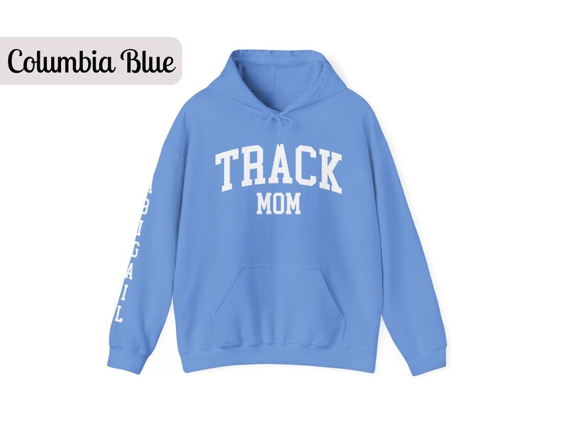 Custom Track Mom Sweatshirt with Name, Track and Field Shirt for Mama Birthday, Girl Track Gift for Mom, Track Team Sweater Track Sweatshirt Carolina Blue