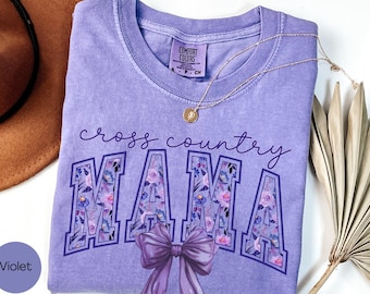 Coquette Cross Country Mom Tshirt, Comfort Colors Cross Country Mama Shirt for XC Mom Gift, Cross Country Running Tshirt, Team Mom Meet Day