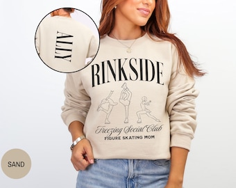 Funny Custom Figure Skating Mom Sweatshirt with Name, Ice Skater Mom Crewneck, Ice Rink Mom Sweater Birthday Gift for Figure Skating Mama