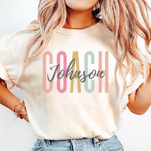 Custom Coach Shirt for Women, Coach Name Tshirt Comfort Colors, Personalized Coach Tshirt for Cheer Coach, Game Day Apparel, Track Coach Tee