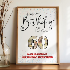 Cash gift for 60th birthdays for men and women | Wish-fulfilling gift | Last-minute gift to print | PDF download | funny birthday gift