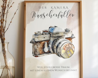 Geldgeschenk für Kamera – Geschenkidee zum Ausdrucken – Wunscherfüller für Kamera & Fotografen – Last Minute Geschenk – kreatives Geschenk