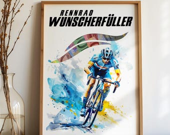 Racing bike cash gift | Bicycle wish-fulfiller | Last-minute gift to print | Instant download | Two-wheeled birthday gift |