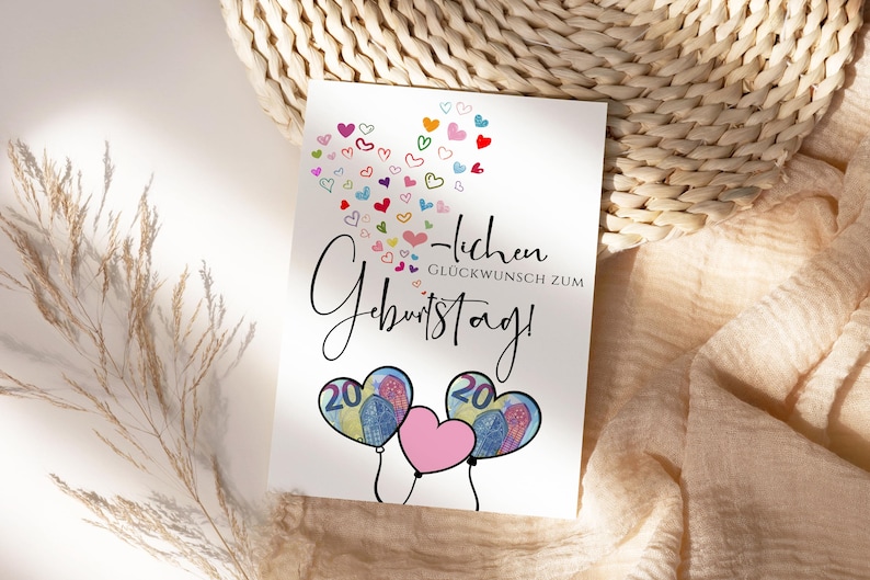 Wunscherfüller Geburtstag als Geldgeschenk zum Ausdrucken. DIY Geburtstagsgeschenk mit liebevollem Design, geeignet als Geldschein Geschenk ausdrucken, Bastelvorlage Grußkarte und moderne Geschenkidee Geburtstag für Männer und Frauen.