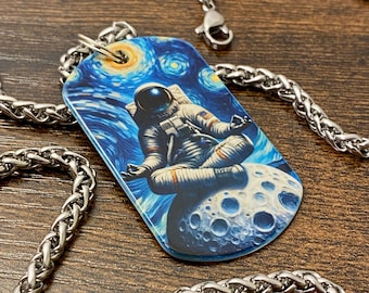 Moon Meditation | Stainless Steel Sublimated Dog Tag
