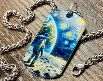 Moon Gaze | Stainless Steel Sublimated Dog Tag