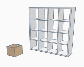 Digital STL files for 3d printing- 1:12 Miniature 4X4 Ikea Kallax style shelving unit and matching box for dollhouse or diorama