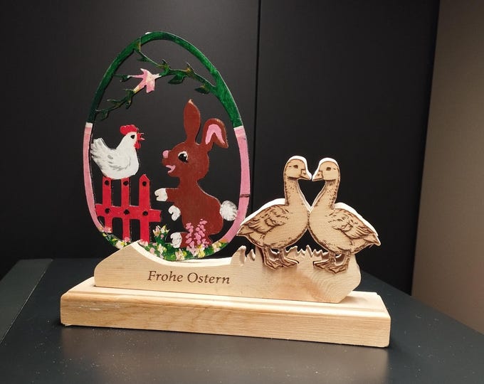O-7 Oster Deko bemalt aus Zirbenholz