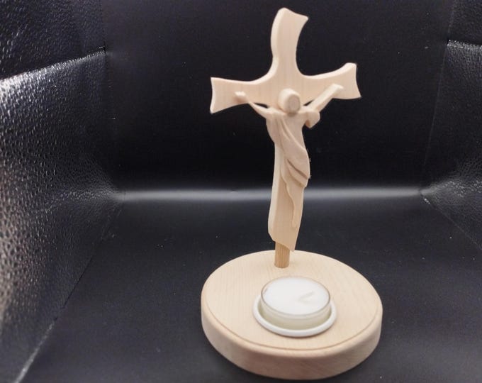 Zirbenholz Kreuz mit Jesus | Handgemachtes Holzkreuz Geschenk | Taufe Erstkommunion Konfirmation | Religiöses Geschenk Holz | Österreich