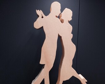 Tango Tanzpaar aus Zirbenholz | Handgemachte Holzfigur Pärchen | Geschenk für Tänzer | Zirbe Skulptur Österreich | Deko Wohnzimmer