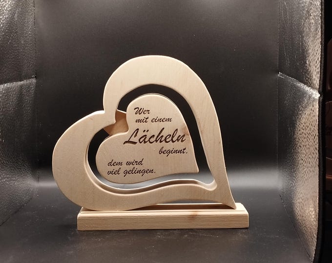 Zirben Herz mit Beschriftung