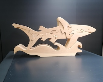 Zirbenholz Puzzle Haifisch