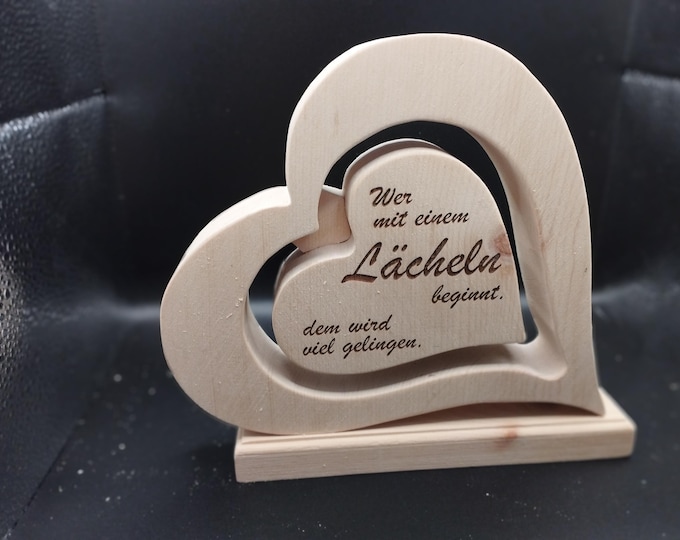 Zirbenholz Herz mit Wunschtext | Handgemachtes Geschenk aus Österreich | Holzherz Zirbe | Muttertag Geburtstag Hochzeit Deko