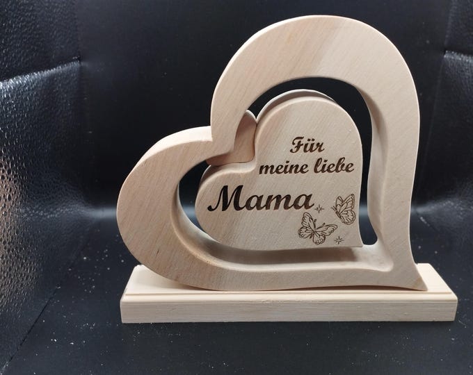 Zirbenholz Herz mit Wunschtext | Handgemachtes Geschenk aus Österreich | Holzherz Zirbe | Muttertag Geburtstag Hochzeit Deko