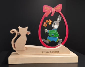 Oster Deko bemalt aus Zirbenholz