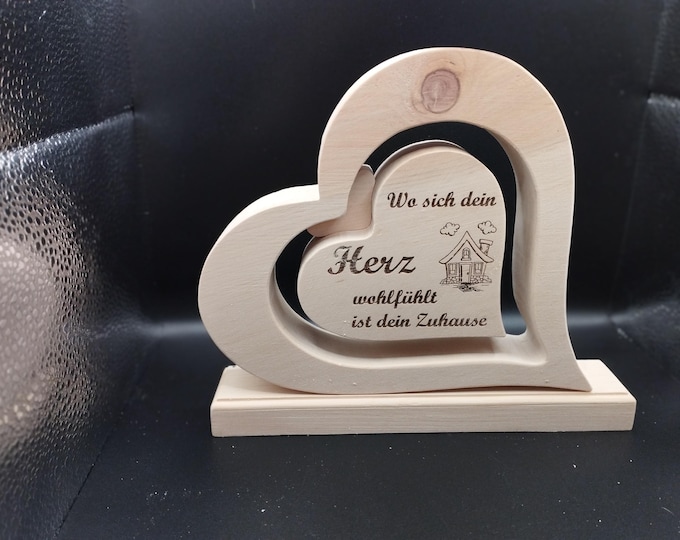 Zirbenholz Herz mit Wunschtext | Handgemachtes Geschenk aus Österreich | Holzherz Zirbe | Muttertag Geburtstag Hochzeit Deko
