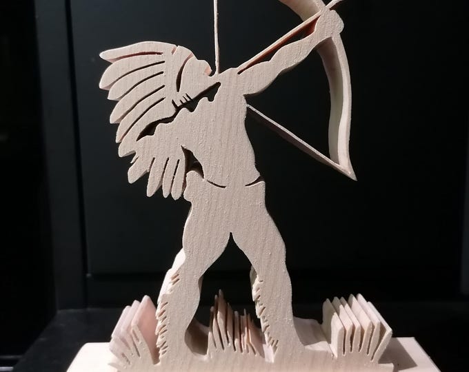 Zirben-holz Indianer mit Pfeil und Bogen